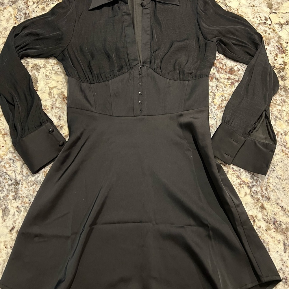 Urban Outfitters Phoebe Corseted Black Shirt Dress Size S View 2
